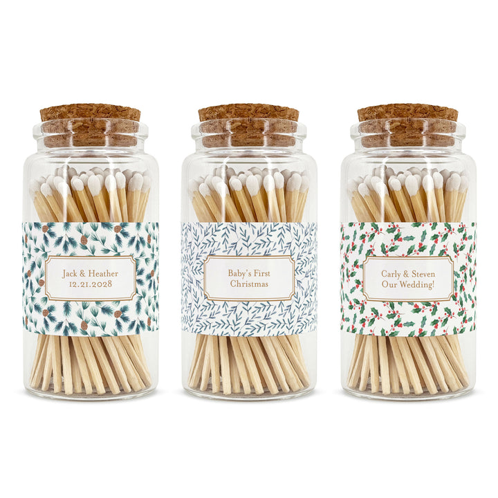 Apothecary Jar Safety Matches, Custom Decorative Matches, Home Décor Gifts, Winter Pattern Match Jar