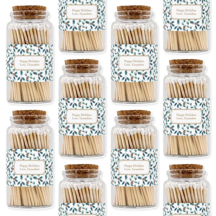 Apothecary Jar Safety Matches, Custom Decorative Matches, Home Décor Gifts, Winter Pattern Match Jar