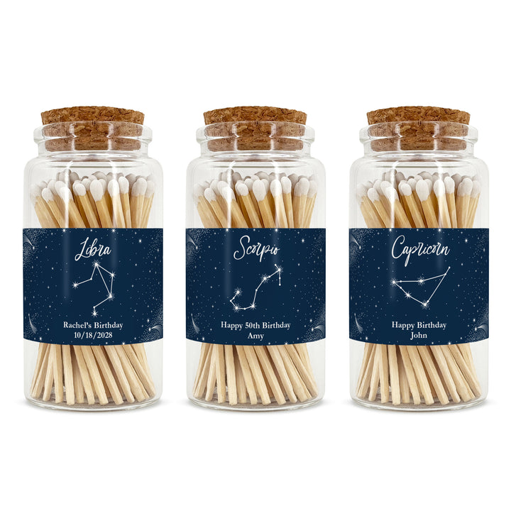 Apothecary Jar Safety Matches, Custom Decorative Matches, Home Décor Gifts, Astrology, Constellations, Birthday Zodiac Sign