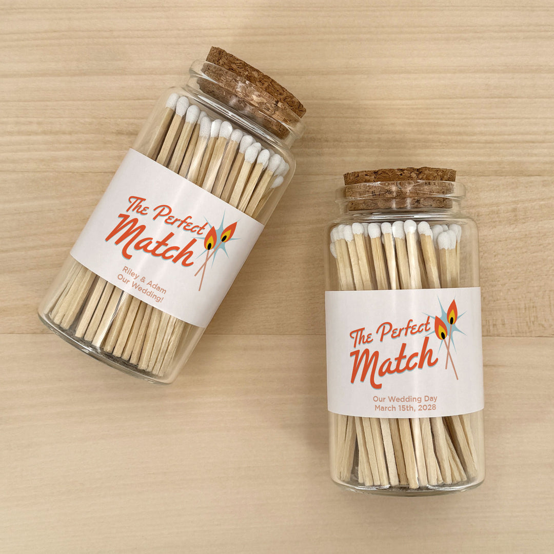 Apothecary Jar Safety Matches, Custom Decorative Matches, Home Décor Gifts, Wedding Retro Mid-Century Match Jar