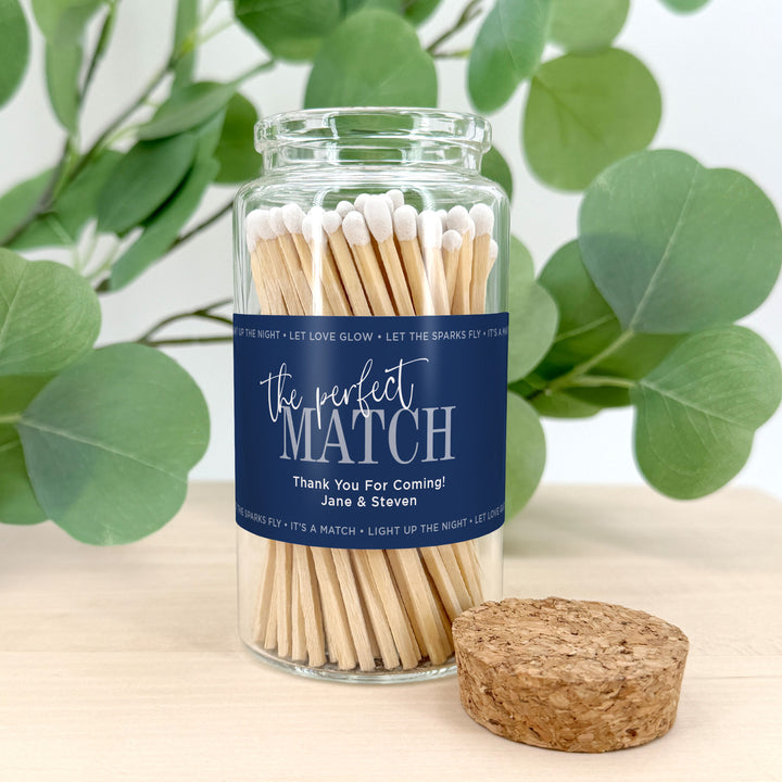 Apothecary Jar Safety Matches, Custom Decorative Matches, Home Décor Gifts, Wedding Script & Serif Match Jar