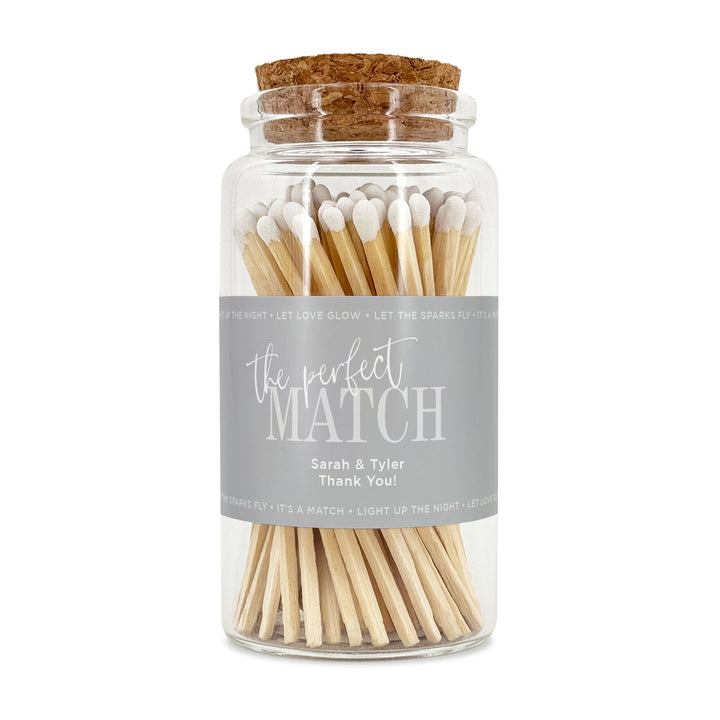 Apothecary Jar Safety Matches, Custom Decorative Matches, Home Décor Gifts, Wedding Script & Serif Match Jar