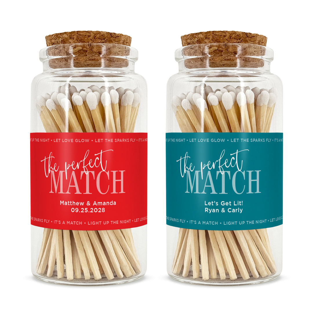 Apothecary Jar Safety Matches, Custom Decorative Matches, Home Décor Gifts, Wedding Script & Serif Match Jar