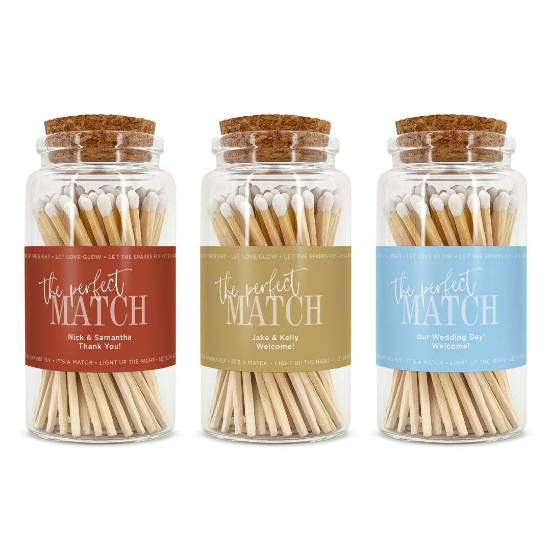 Apothecary Jar Safety Matches, Custom Decorative Matches, Home Décor Gifts, Wedding Script & Serif Match Jar