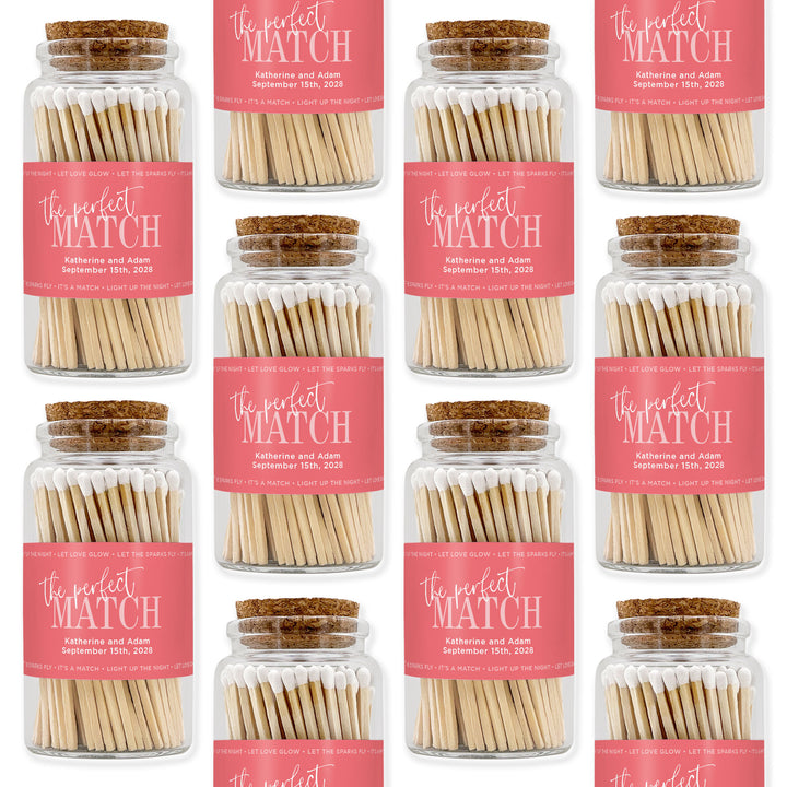 Apothecary Jar Safety Matches, Custom Decorative Matches, Home Décor Gifts, Wedding Script & Serif Match Jar