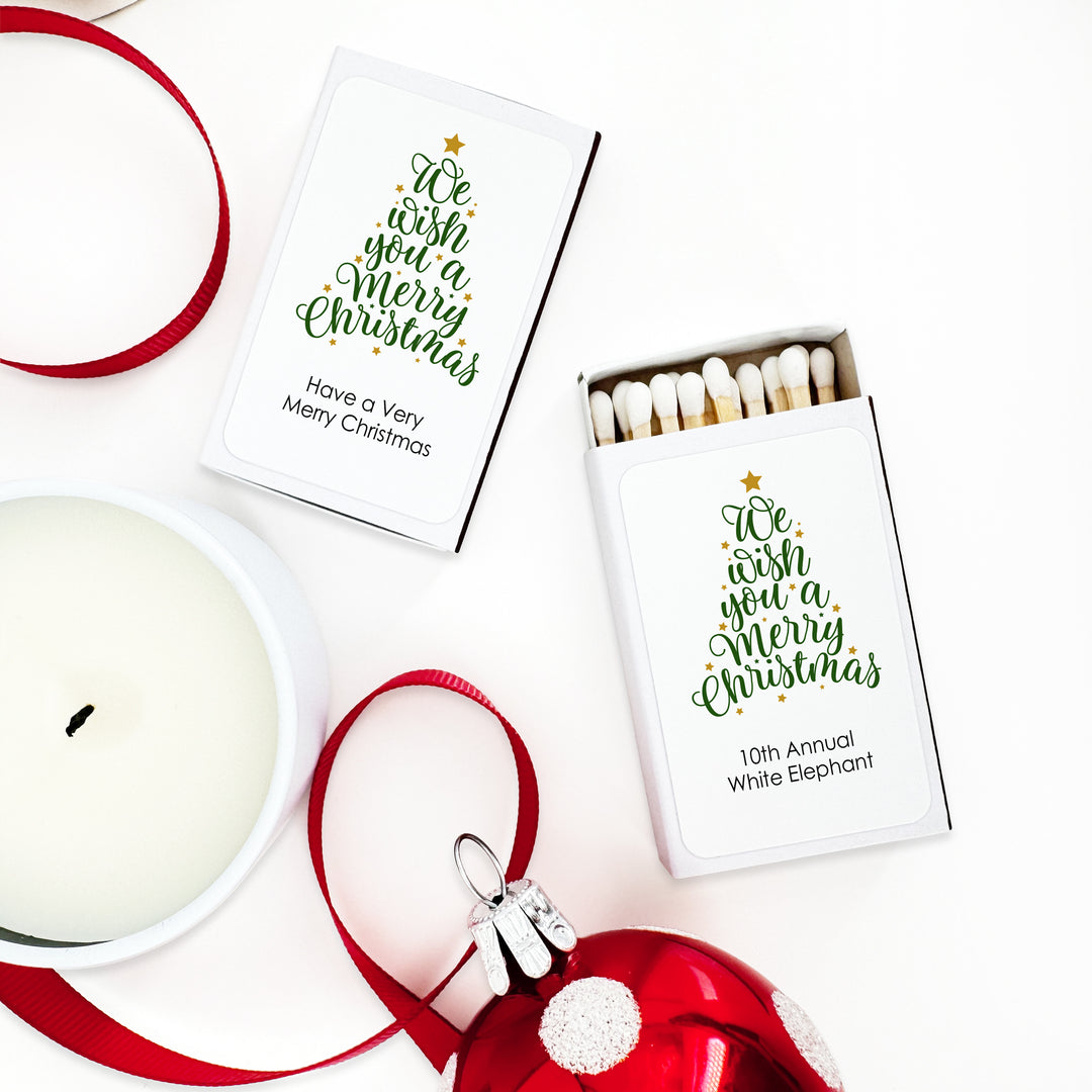 Personalized Christmas Match Boxes, Wish You A Merry Christmas Matches - Set of 50