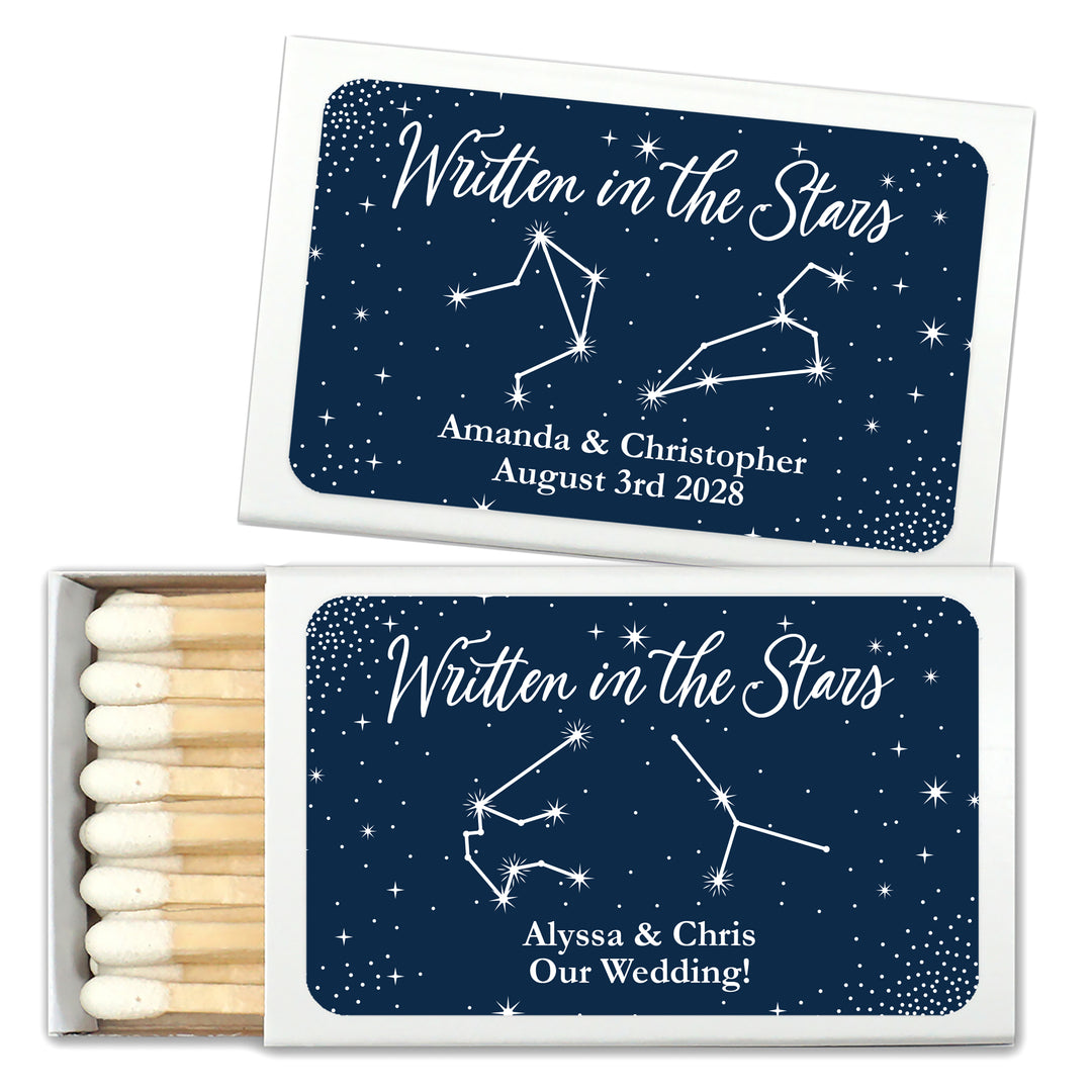 Wedding Favor Matches, Astrology, Constellations, Zodiac Signs, Written in the Stars (Set of 50)