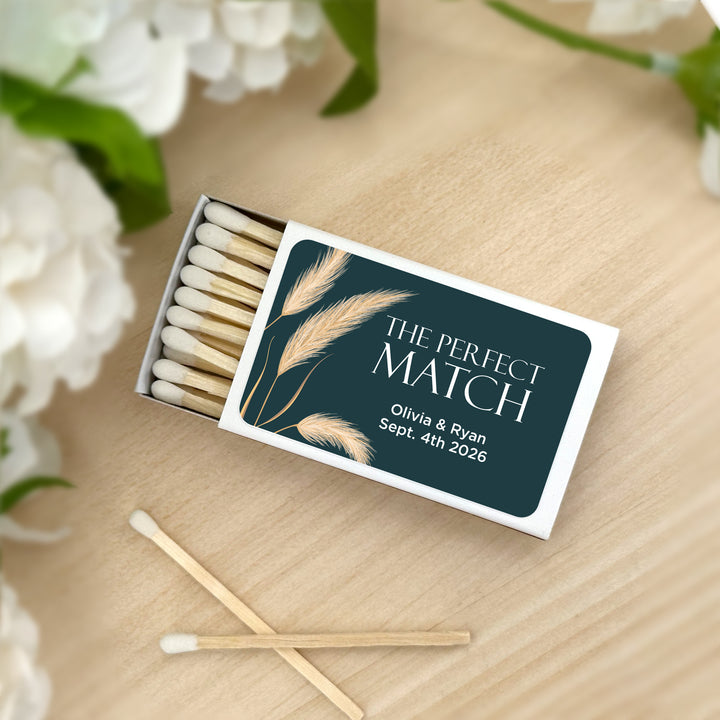 Wedding Favor Matches, Falling in Love, Harvest Grass (Set of 50)