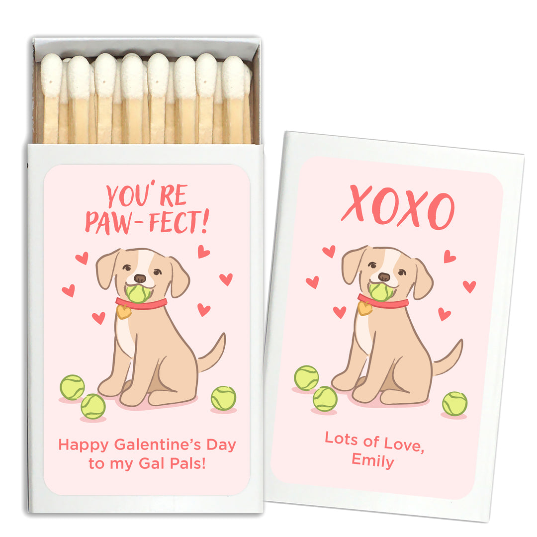 Custom Match Boxes, Valentine's Matchboxes, Galentine's Matches, I Chews You, Valentine's Puppy - Set of 50