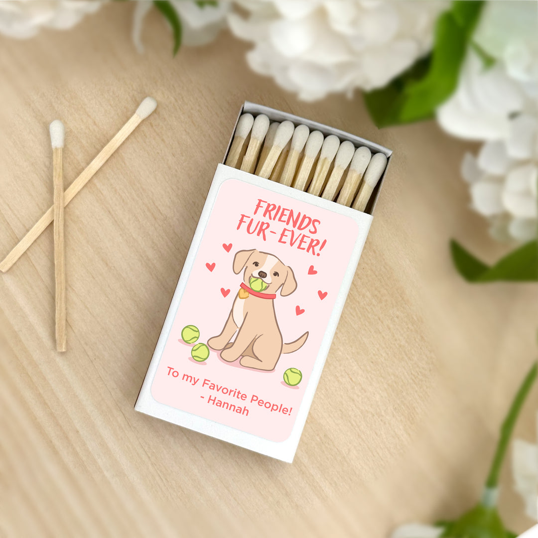 Custom Match Boxes, Valentine's Matchboxes, Galentine's Matches, I Chews You, Valentine's Puppy - Set of 50