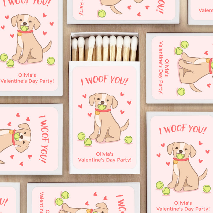 Custom Match Boxes, Valentine's Matchboxes, Galentine's Matches, I Chews You, Valentine's Puppy - Set of 50