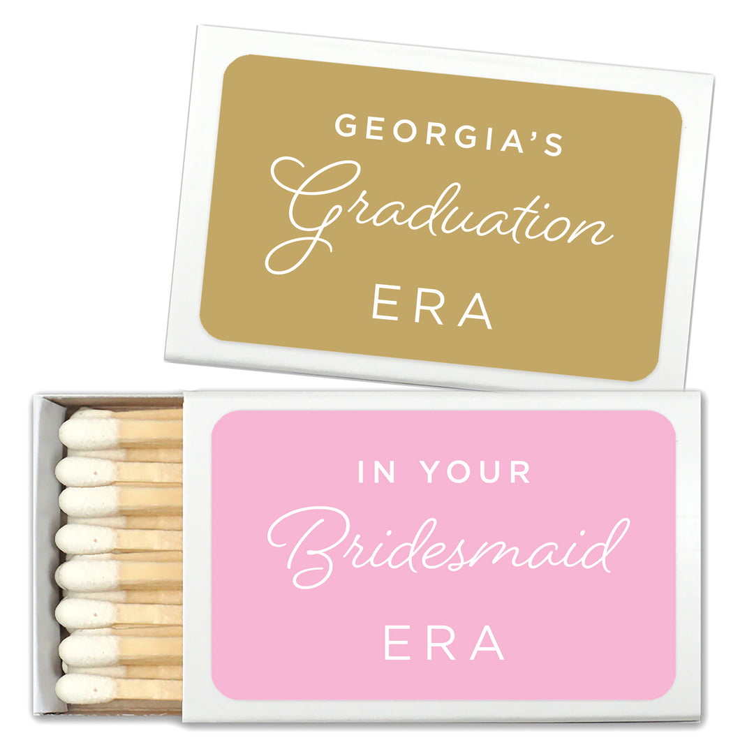 Custom Matches, Personalized Matches, Wedding Matches, Custom Party Favors, Birthday Favors, In my...Era Matches (Set of 50)