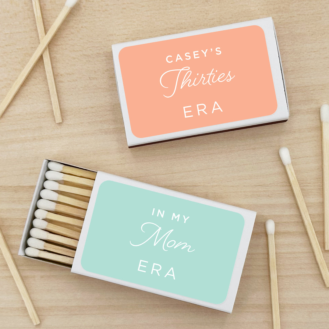 Custom Matches, Personalized Matches, Wedding Matches, Custom Party Favors, Birthday Favors, In my...Era Matches (Set of 50)