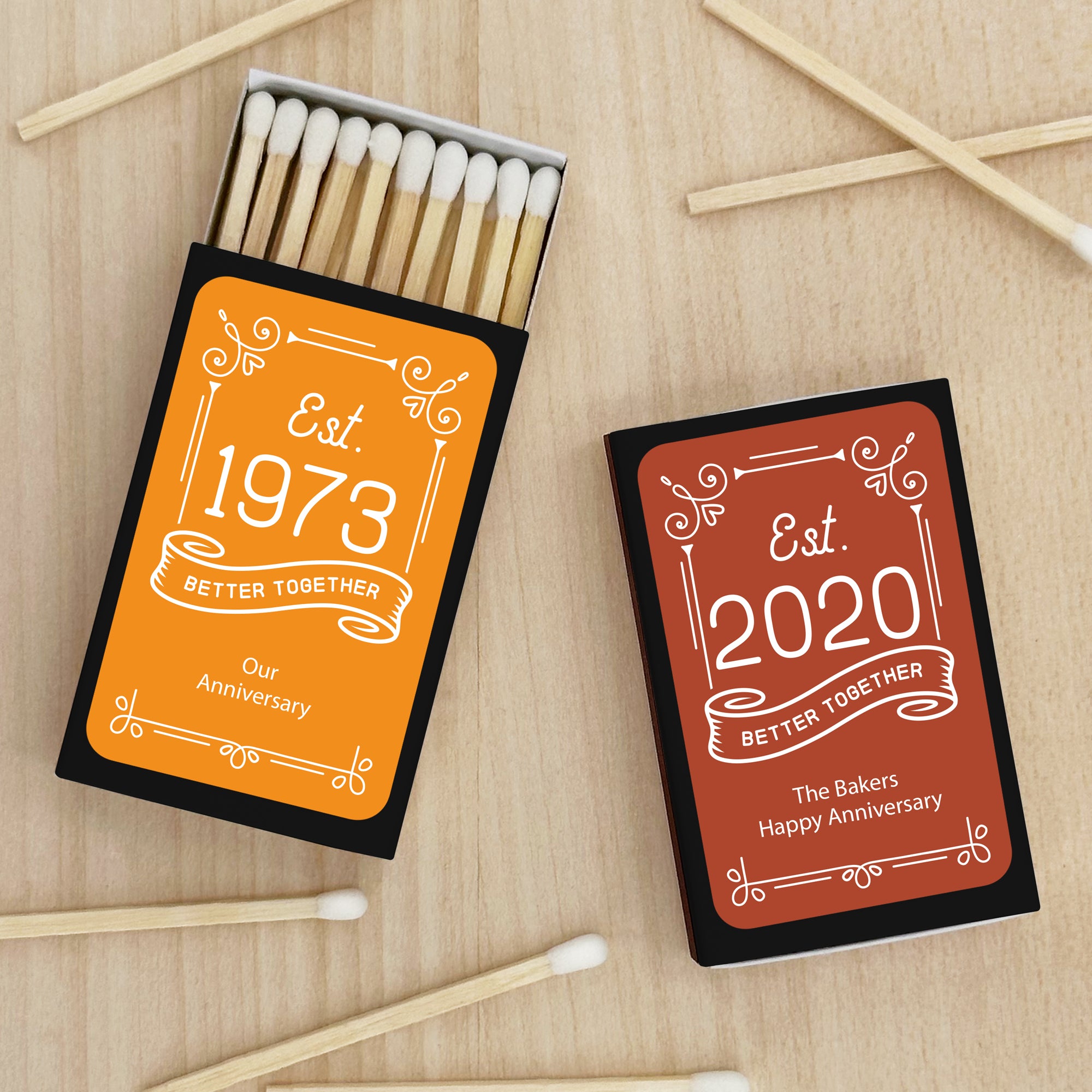 Personalized 2024 Match Boxes, Anniversary Favors, Party Favors, Custom Matches, Foil Stamped, Matchbox Favors, Cigar Bar, Wedding Matches, 295