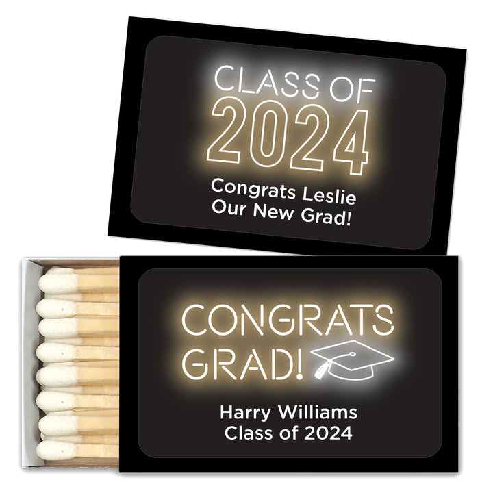 Graduation Favor Matches, Neon Disco Grad (Set of 50)