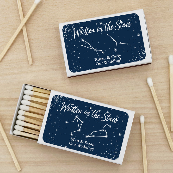 Wedding Favor Matches, Astrology, Constellations, Zodiac Signs, Written in the Stars (Set of 50)