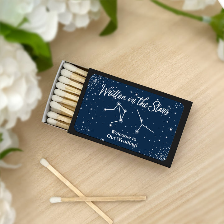 Wedding Favor Matches, Astrology, Constellations, Zodiac Signs, Written in the Stars (Set of 50)