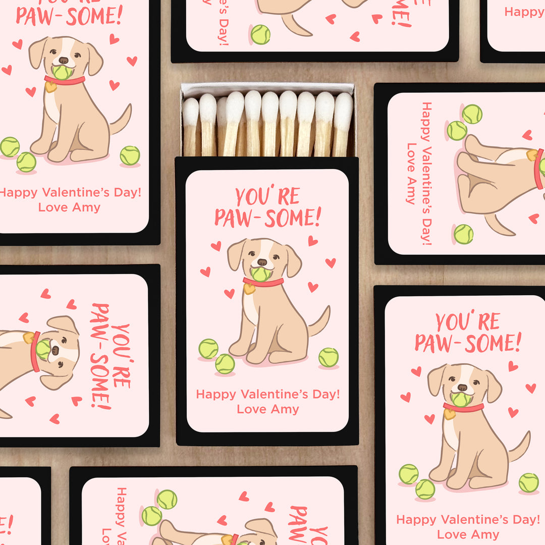 Custom Match Boxes, Valentine's Matchboxes, Galentine's Matches, I Chews You, Valentine's Puppy - Set of 50