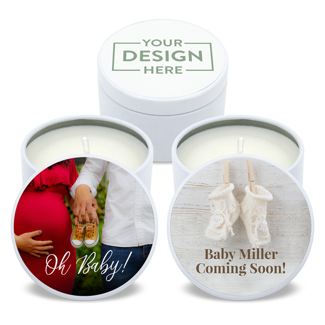 Create-Your-Own Custom Candles, Personalized Candles, Bulk Wedding Favors, 2oz Mini Lavender White Candles