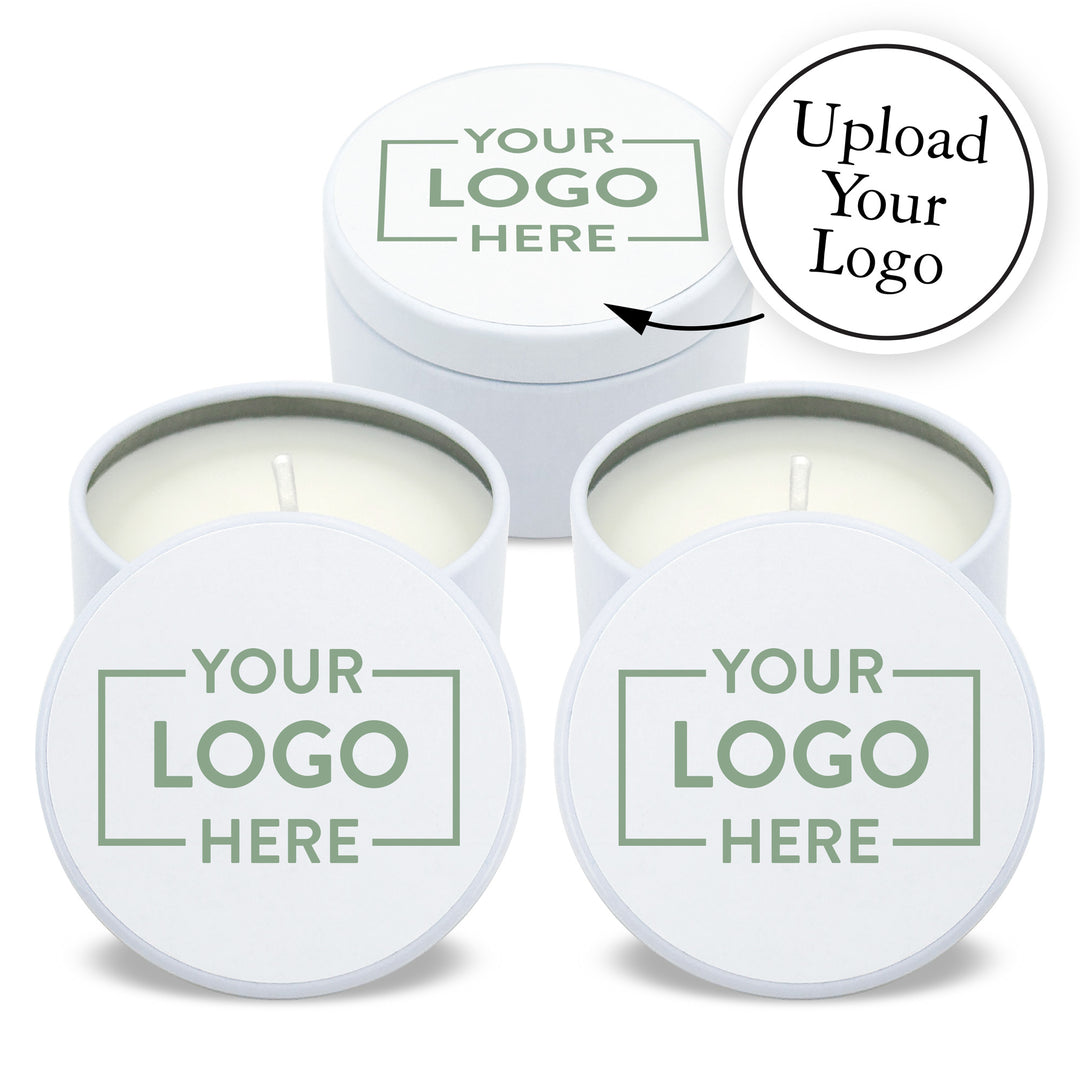 Bulk Candles, Promotional Product, Bulk with Your Logo, Customized, 2oz Mini Lavender White Candles