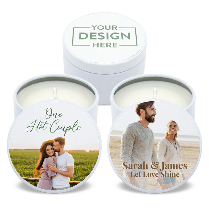 Create-Your-Own Custom Candles, Personalized Candles, Bulk Wedding Favors, 2oz Mini Lavender White Candles