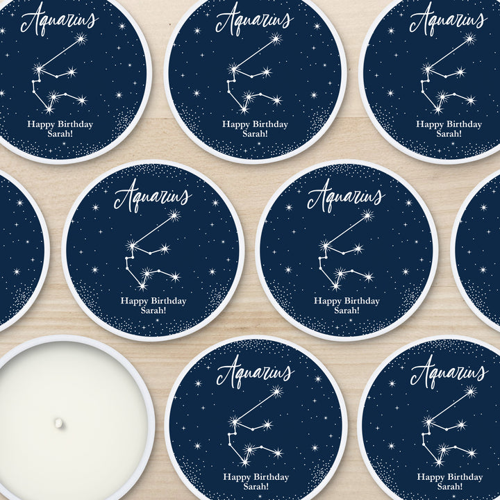 Bulk Favors, Unique Birthday Party Favors, Custom Candles, Astrology, Constellations, Birthday Zodiac Sign, 2oz Mini Lavender Candles