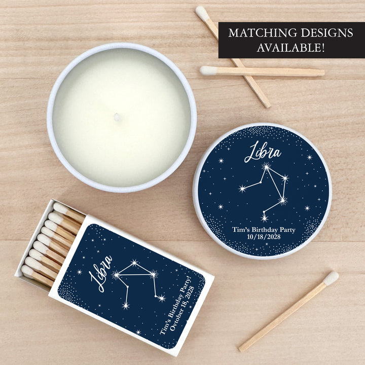 Bulk Favors, Unique Birthday Party Favors, Custom Candles, Astrology, Constellations, Birthday Zodiac Sign, 2oz Mini Lavender Candles