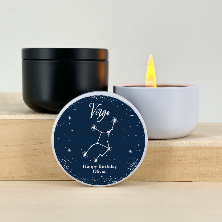 Bulk Favors, Unique Birthday Party Favors, Custom Candles, Astrology, Constellations, Birthday Zodiac Sign, 2oz Mini Lavender Candles