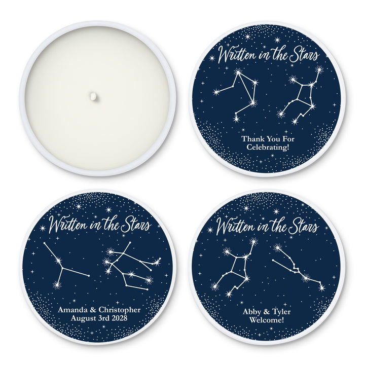 Bulk Wedding Favors, Unique Wedding Favors, Custom Candles, Astrology, Constellations, Zodiac Signs, Written in the Stars, 2oz Mini Lavender Candles