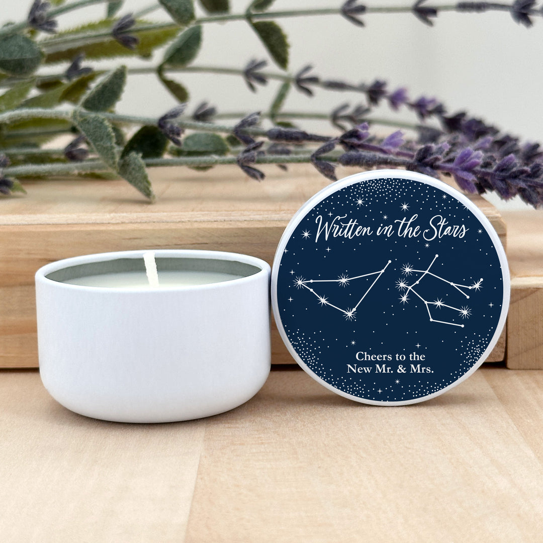 Bulk Wedding Favors, Unique Wedding Favors, Custom Candles, Astrology, Constellations, Zodiac Signs, Written in the Stars, 2oz Mini Lavender Candles