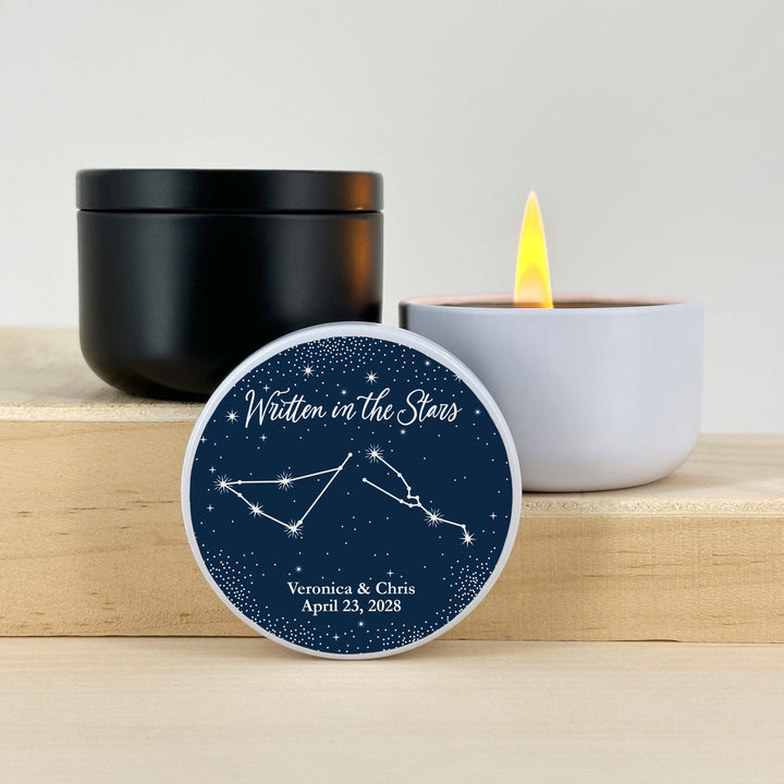 Bulk Wedding Favors, Unique Wedding Favors, Custom Candles, Astrology, Constellations, Zodiac Signs, Written in the Stars, 2oz Mini Lavender Candles