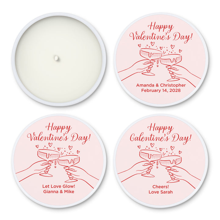 Bulk Favors, Unique Valentine's Day Favors, Custom Galentine's Candles, Clinking Champagne Coupes, 2oz Mini Lavender Candles