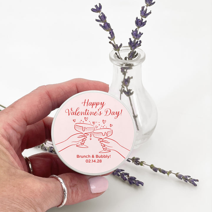 Bulk Favors, Unique Valentine's Day Favors, Custom Galentine's Candles, Clinking Champagne Coupes, 2oz Mini Lavender Candles