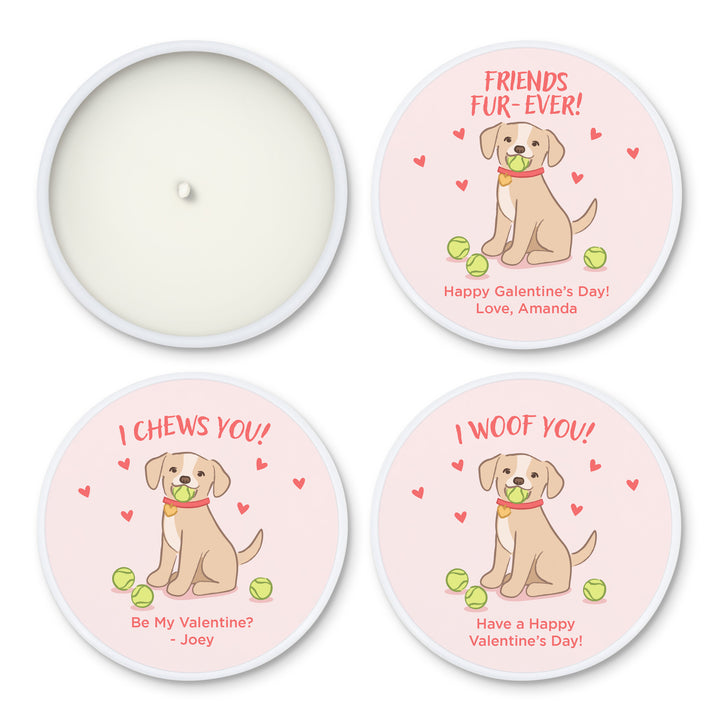 Bulk Favors, Unique Valentine's Day Favors, Custom Galentine's Candles, Valentine's Puppy, 2oz Mini Lavender Candles