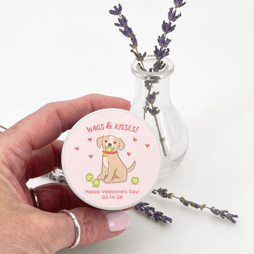 Bulk Favors, Unique Valentine's Day Favors, Custom Galentine's Candles, Valentine's Puppy, 2oz Mini Lavender Candles