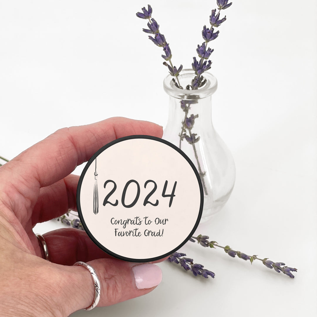 Unique Graduation Favors, Personalized Candles, Grad Party Favors, Hand Drawn Tassel Sketch, 2oz Mini Lavender Candles