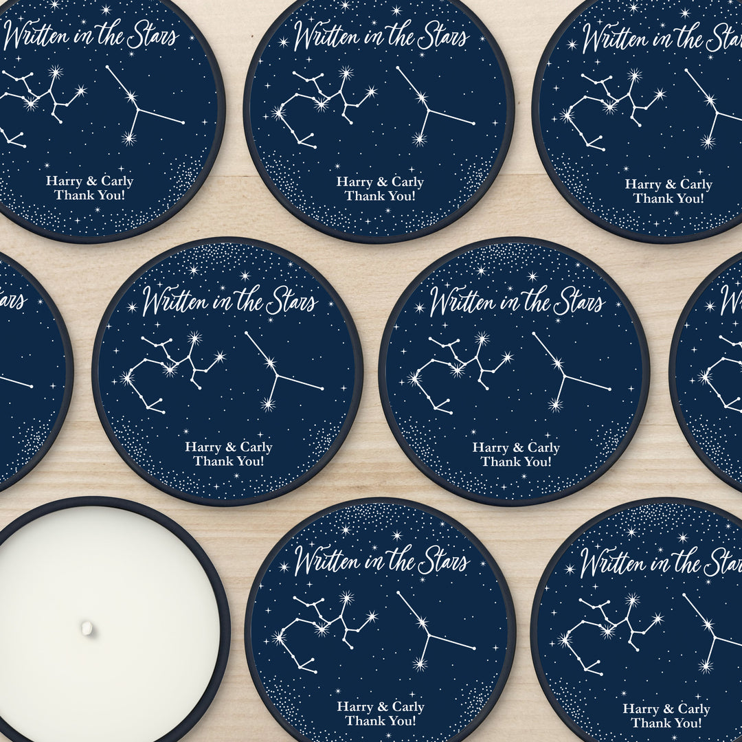 Bulk Wedding Favors, Unique Wedding Favors, Custom Candles, Astrology, Constellations, Zodiac Signs, Written in the Stars, 2oz Mini Lavender Candles