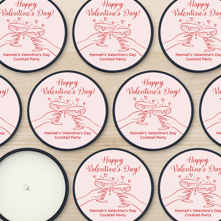 Bulk Favors, Unique Valentine's Day Favors, Custom Galentine's Candles, Clinking Champagne Coupes, 2oz Mini Lavender Candles