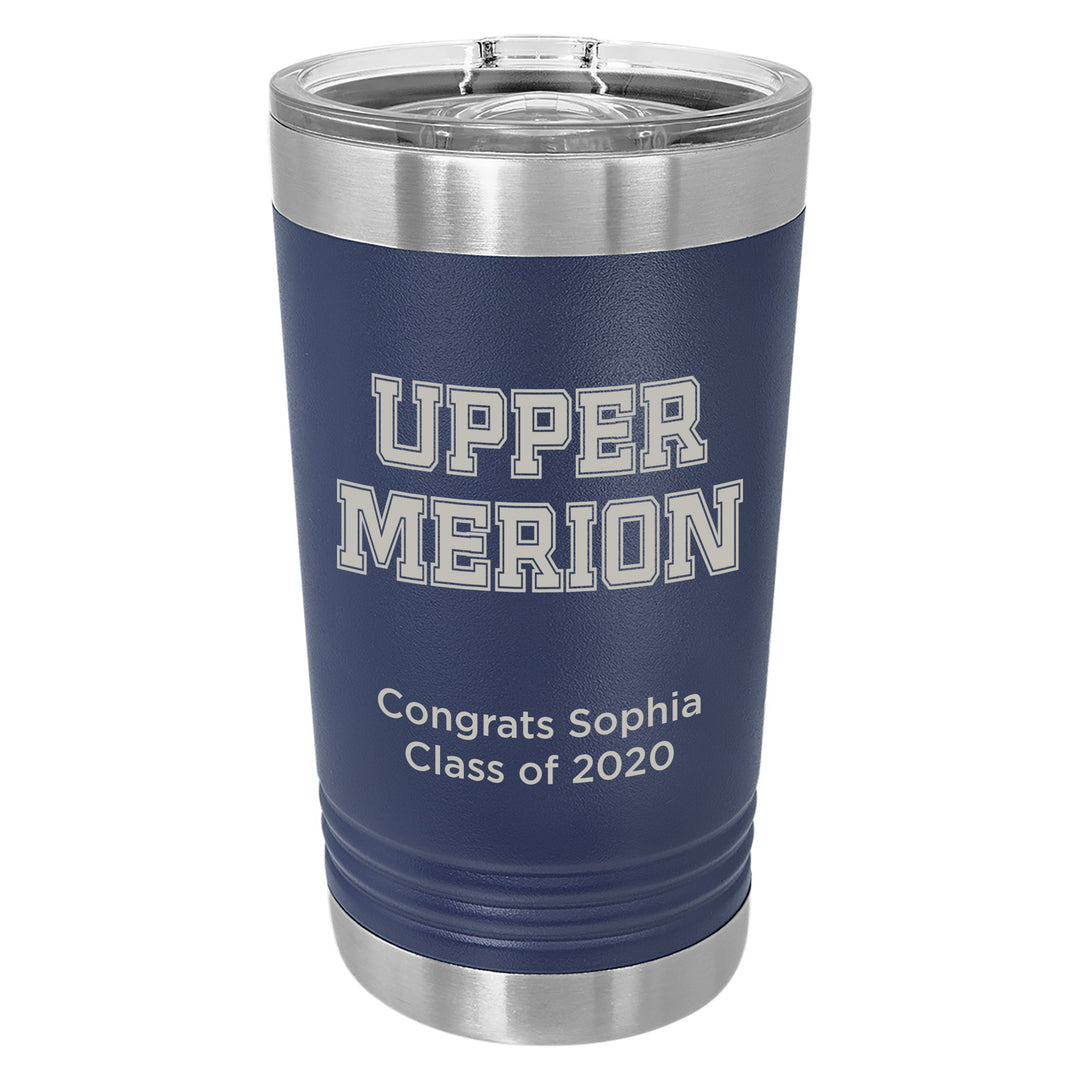 Upper Merion SD Custom 16 oz. Navy Blue Insulated Tumbler with Slider Lid